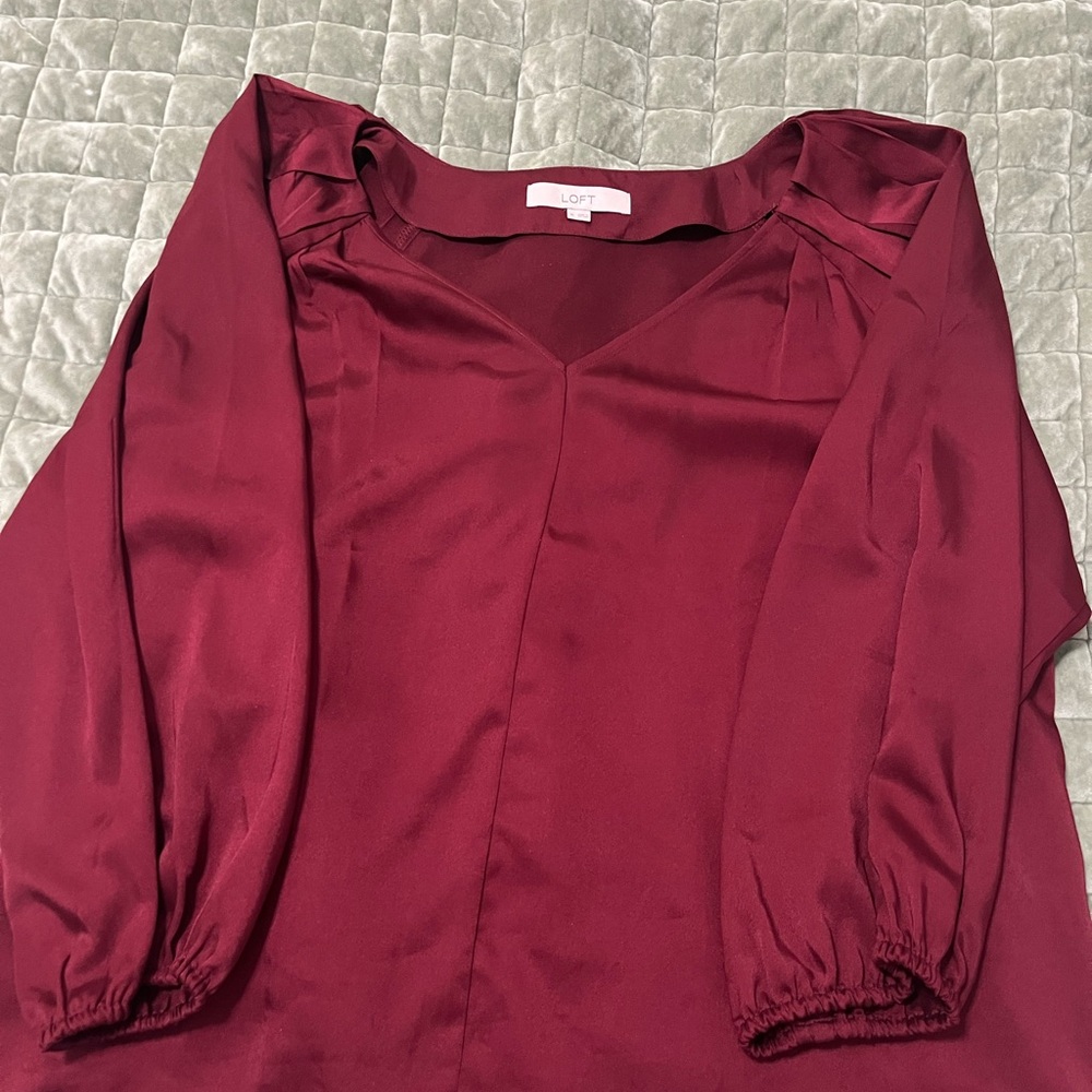 LOFT Women's Deep Red Blouse